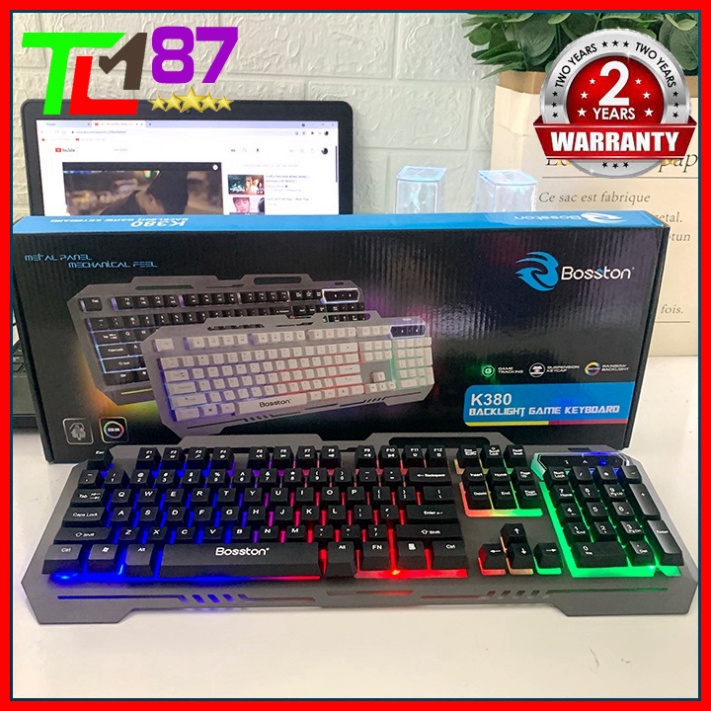 Bàn Phím Máy Vi Tính Laptop Chơi Game BOSSTON K380 LED 7 Màu - Bàn phím Giả Cơ Keyboard Gaming Có Dây