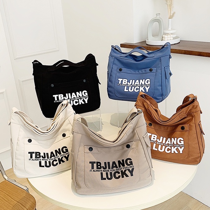 Túi Đeo Chéo Vải Canvas Thời Trang Hàn Quốc Cho Nữ