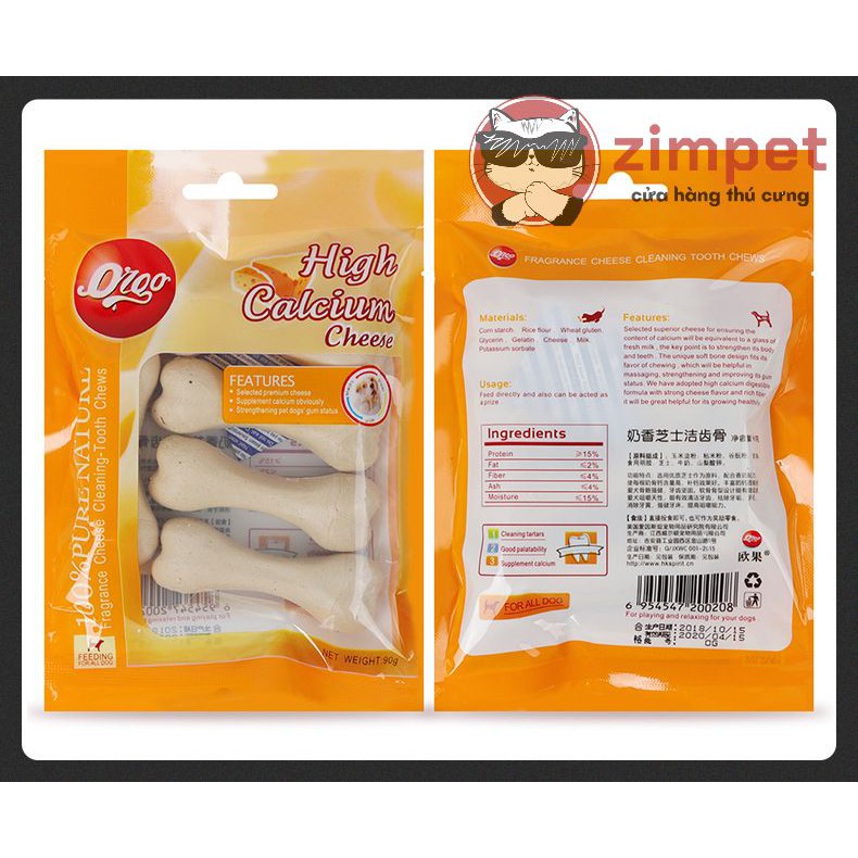 Xương Orgo High Calcium vị phô mai cho chó 90g (5c)