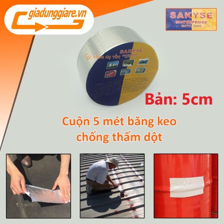 BĂNG KEO CHỐNG THẤM Nhật Bản SAKYSE (Khổ 5cm x 5m) Siêu dính, dùng trên mọi vật liệu, chống chịu mọi thời tiết