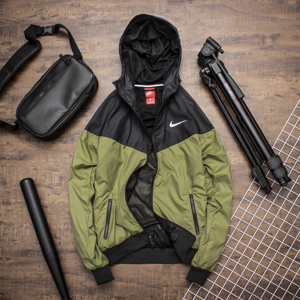 ÁO KHOÁC NAM NIKE WINDRUNNER JACKET VNXK - XANH RÊU PHỐI ĐEN