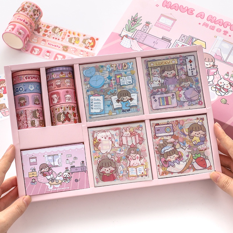 Bộ Sticker Dán Trang Trí Sổ Tay Hình Cô Gái Xinh Xắn