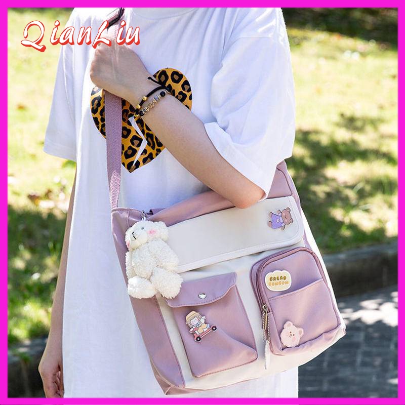Túi Đeo Chéo Canvas Sức Chứa Lớn Phong Cách Retro Hàn Quốc Dễ Phối Đồ