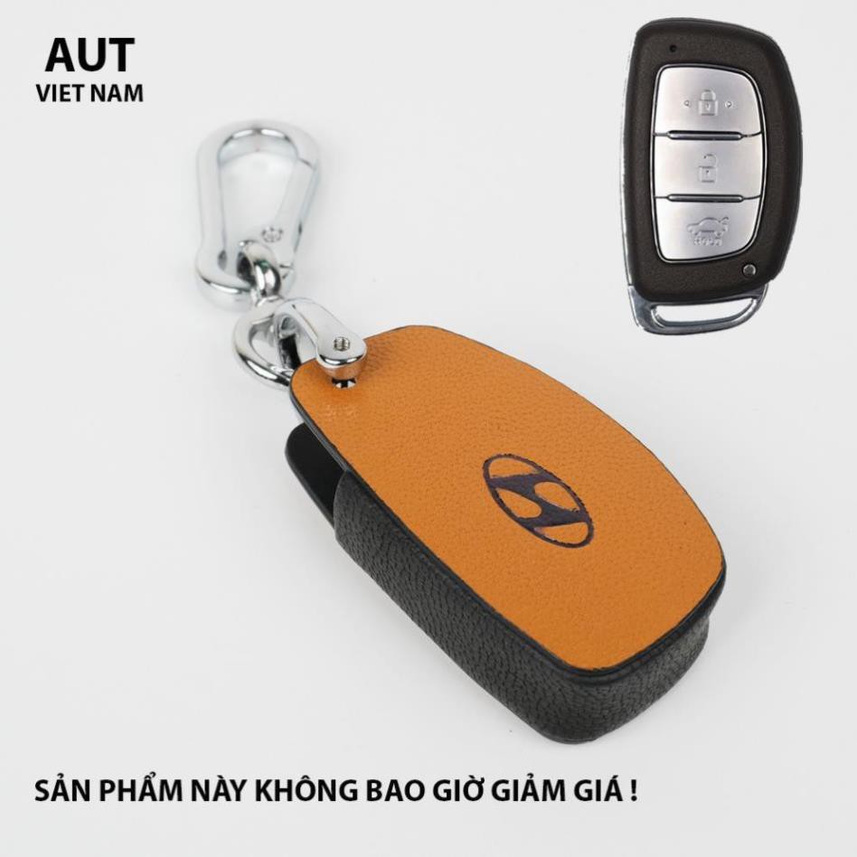 Bao da chìa khóa Smartkey Hyundai Tucson I10 da bò handmade cao cấp