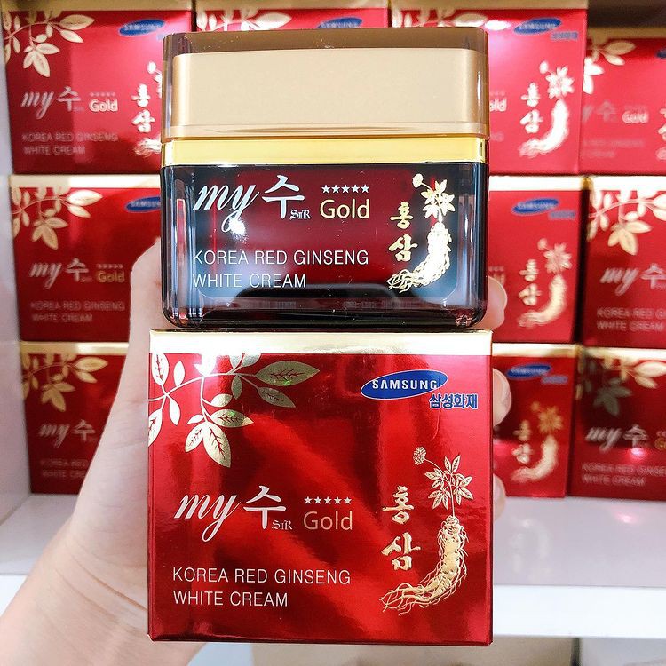 Kem Dưỡng Trắng Da Ngày Và Đêm Hồng Sâm Đỏ My Gold Korea Red Ginseng Aqua Wrinkle & Whitening Cream