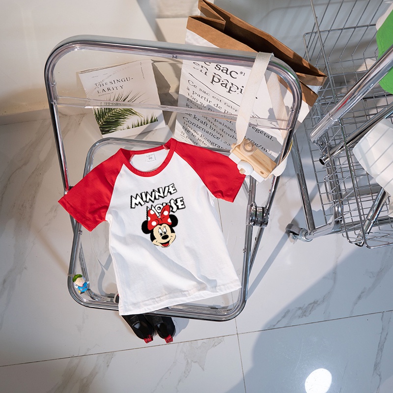 Áo Thun NgắN Tay In HoạT HìNh ChuộT Mickey Cho Bé GáI  AC034