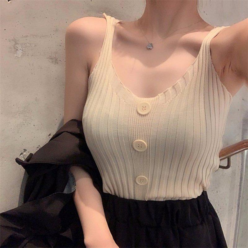 Áo sát nách màu trơn cổ chữ U phong cách hàn quốc