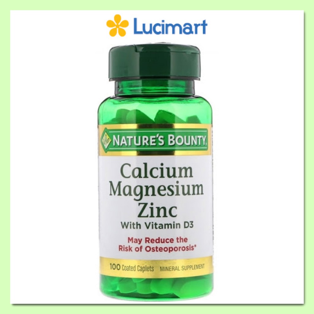 Viên uống Calcium Magnesium Zinc Nature's Bounty hũ 100 viên [Hàng Mỹ hạn dùng 2024]