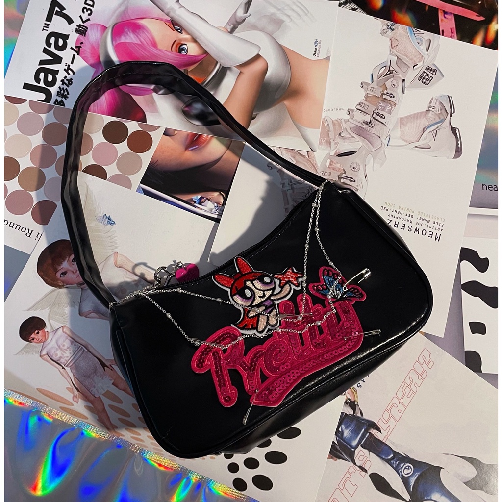 Túi Đeo Vai In Hình Búp Bê Nữ Cảnh Sát Kiểu Âu Mỹ y2k Dễ Thương