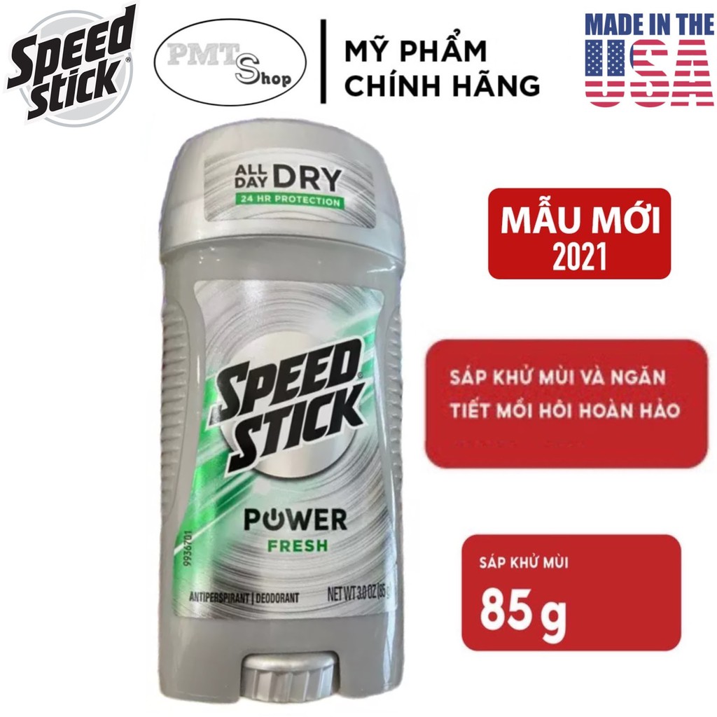 [USA] Lăn Sáp Khử Mùi Nam Speed Stick Power Fresh 85g (sáp trắng) ngăn mồ hôi - Mỹ