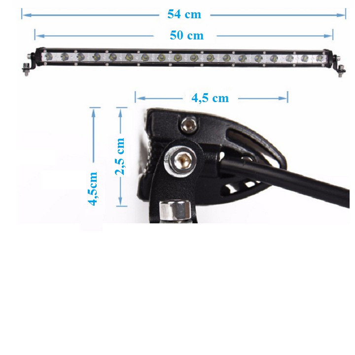 Đèn led bar 1 hàng Trắng 50Cm Lõm Runlai (Cái) Đèn Led Bar 50cm 54W