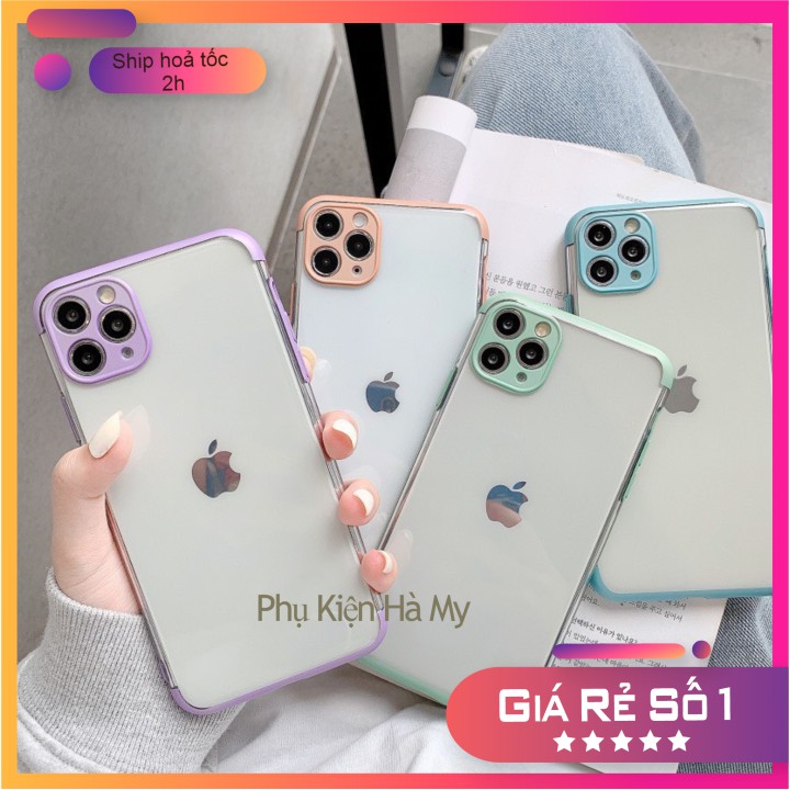 Ốp lưng iphone Trong suốt bảo vệ cam,viền mầu giành cho điện thoại Iphone