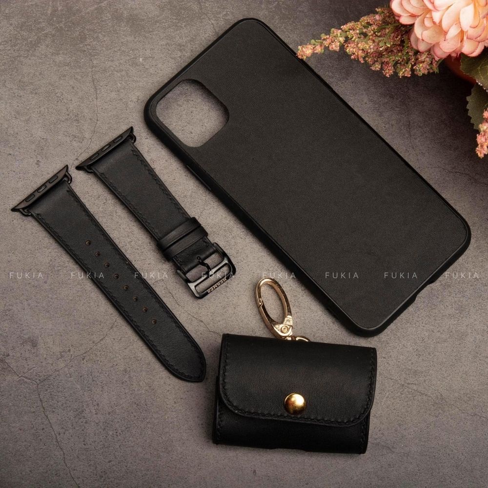 Ốp da thủ công viền đen Swift dành cho IPhone 14/14Plus/14Pro/14Promax/13/13Pro/13Promax/12/12Pro/12Promax ODTC107