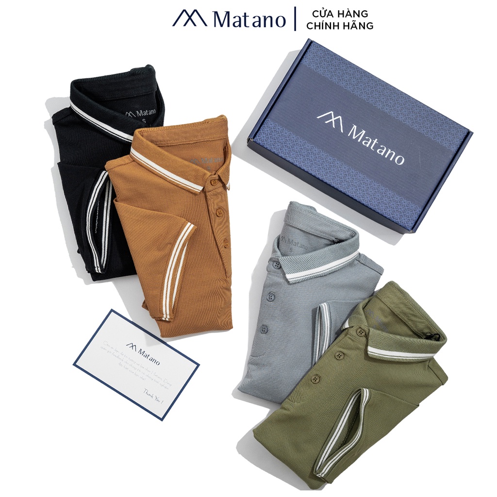 Áo polo nam đẹp MATANO 030 - Áo thun polo nam có cổ trụ bẻ, vải cá sấu cotton cao cấp, bo dệt kẻ sọc trắng đơn giản