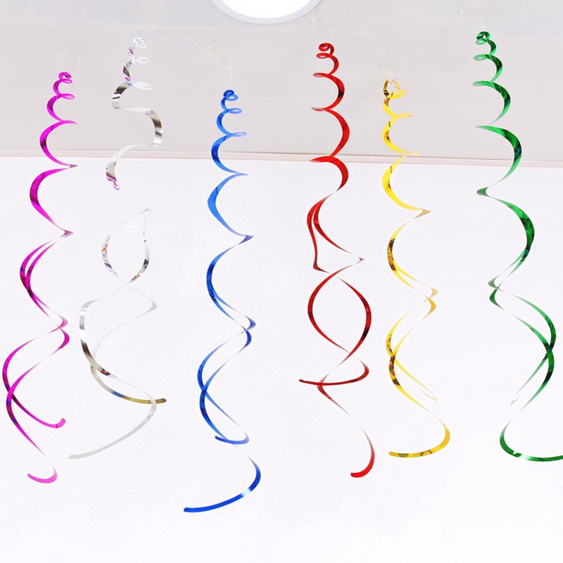 6 Cái/bộ Nhiều Màu PVC Treo Xoắn Ốc Ruy Băng Sinh Nhật Năm Mới Giáng Sinh Cny Trang Trí Trần Trang Trí Tiệc -timivn