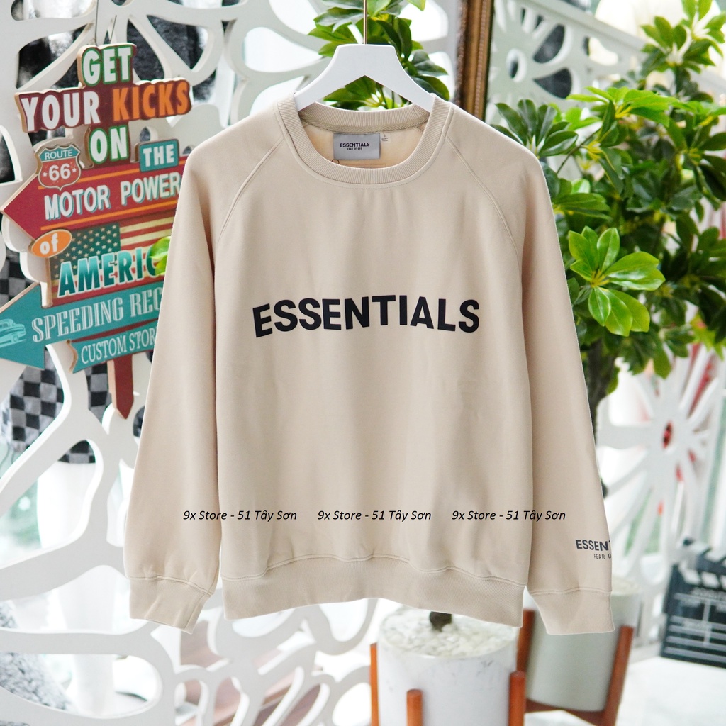 Áo sweater Essentials nỉ bông in nổi hàng cao cấp Ss2021