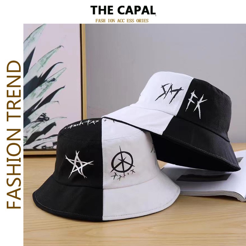 Nón tai bèo THE CAPAL họa tiết graffiti màu trắng đen thời trang unisex
