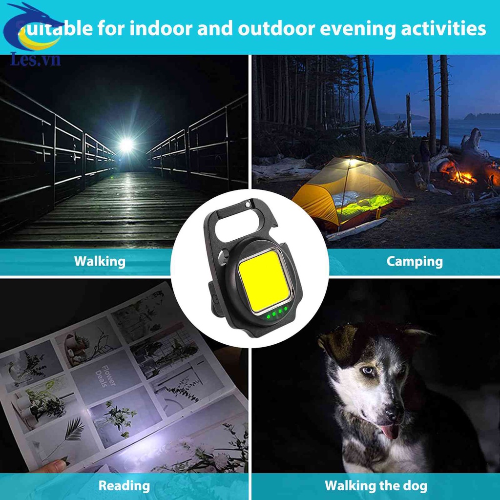 Móc Khóa Đèn LED COB 500 Lumens Bỏ Túi (Màu Đen)