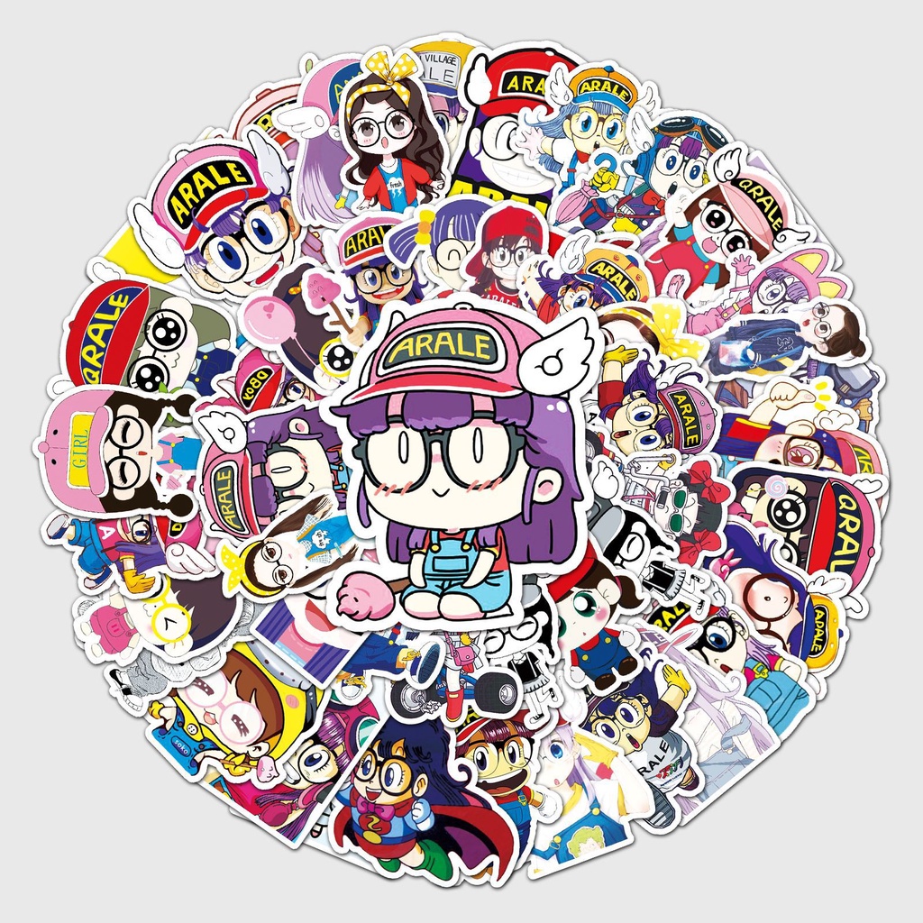 Set 50 Sticker hoạt hình Arale Trang Trí Chống Thấm Nước dán mũ bảo hiểm, vali, laptop, ván trượt 120