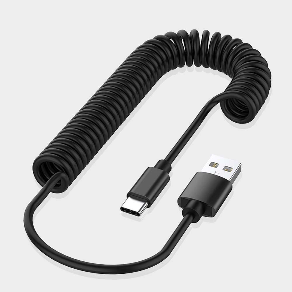 Cáp Sạc Micro USB Type C Màu Trắng Đen Có Thể Thu Gọn Cho Android