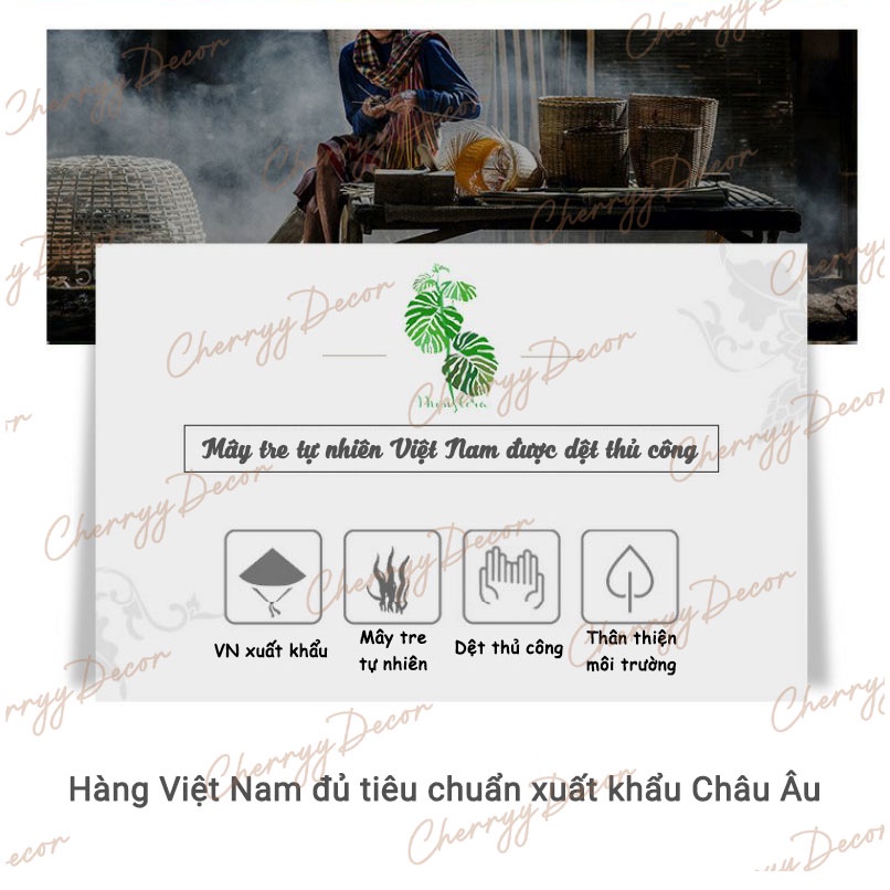 Miếng lót ly mây tre tự nhiên Việt Nam phong cách vintage decor trang trí