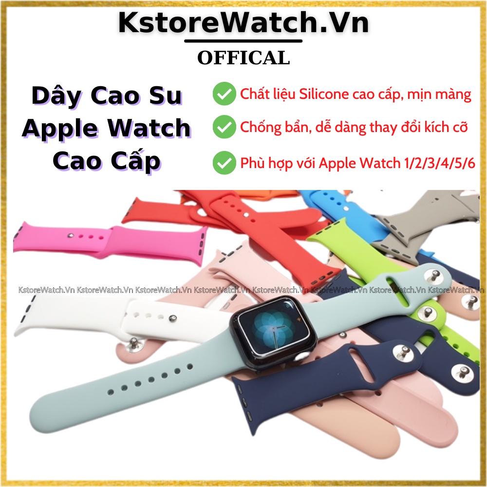 Dây đeo cao su Silicon cho Apple Watch Series 1/2/3/4/5/6 đồng hồ T500/T500Plus/HW12/HW22 Pro/M26 Plus/W26+ Pro