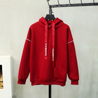 Áo hoddie dây chữ thời trang oversize