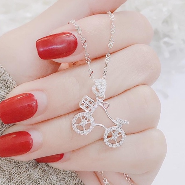 Dây chuyền bạc Mặt xe đạp dễ thương Độc đáo, không đụng hàng Mainomi Shop Bạc Xinh