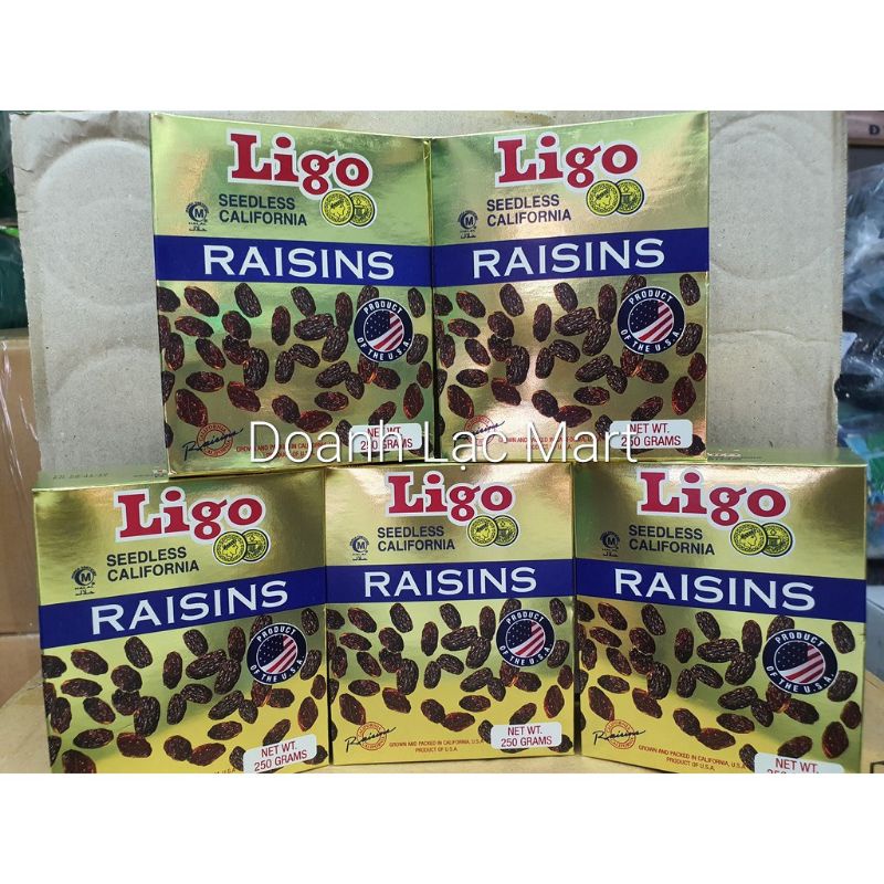 🍇 Nho đen khô đóng hộp 250gr/Nho Ligo Raisins Seedless California 💯 cty nhập khẩu chính hãng từ Mỹ