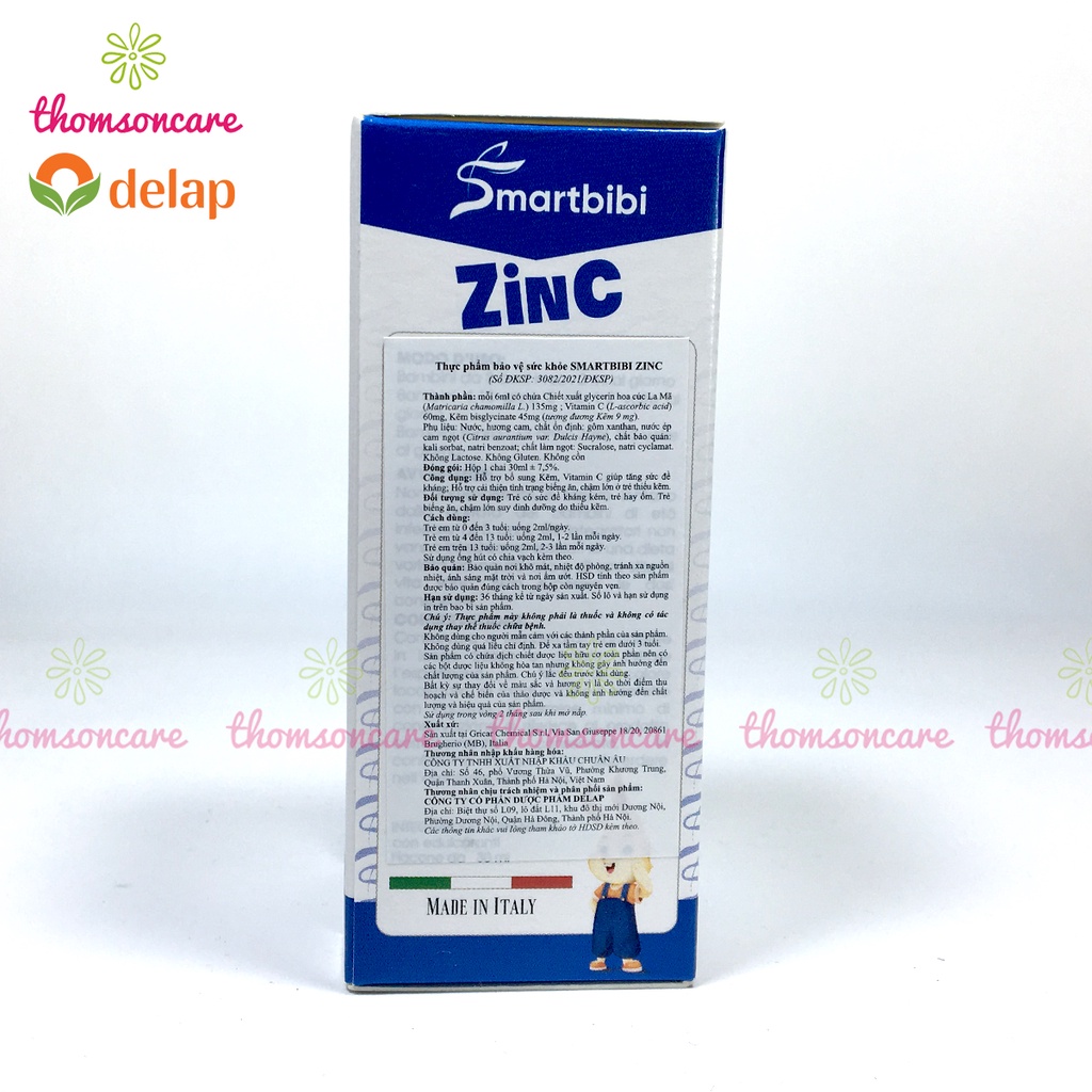 Smartbibi Zinc bổ sung siro kẽm tăng đề kháng, bé biếng ăn, tiêu hóa kém,tiêu chảy Smart bibi Zinc