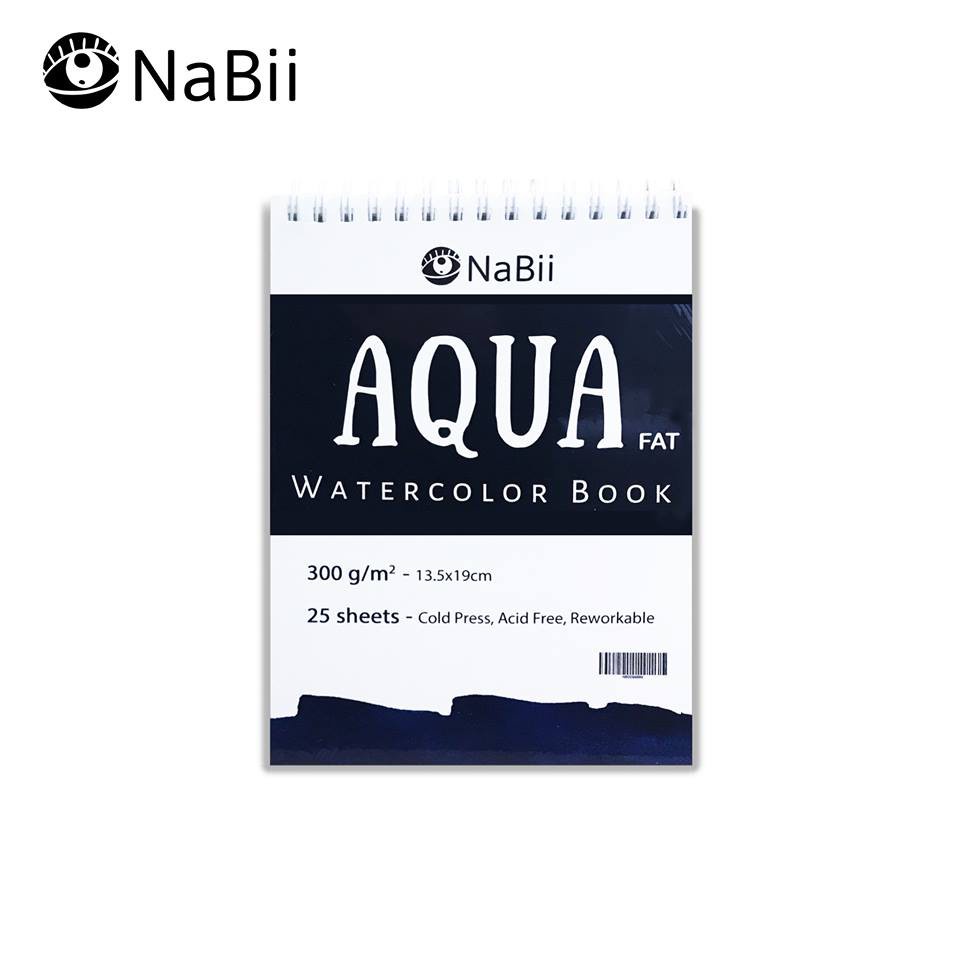 Sổ giấy vẽ màu nước A4 NaBii Aqua Fat 300gsm 25 tờ