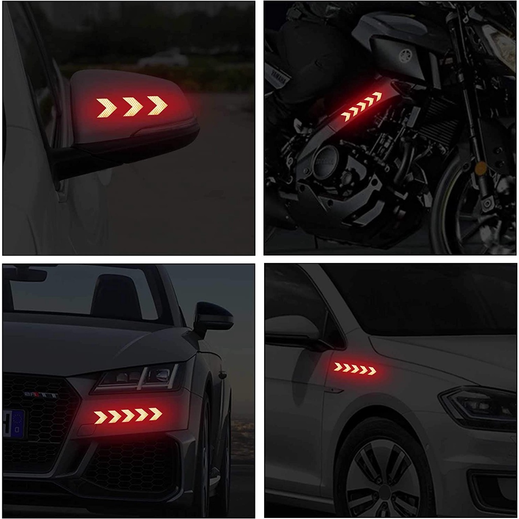 Bộ 20 Miếng Dán Phản Quang Cảnh Báo An Toàn Chống Thấm Nước Hình Mũi Tên Phản Quang Cho Xe Hơi/Xe Máy