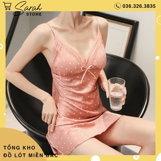 Váy Ngủ Lụa ,Đầm Ngủ Lụa Cao Cấp ( Chấm Bi )
