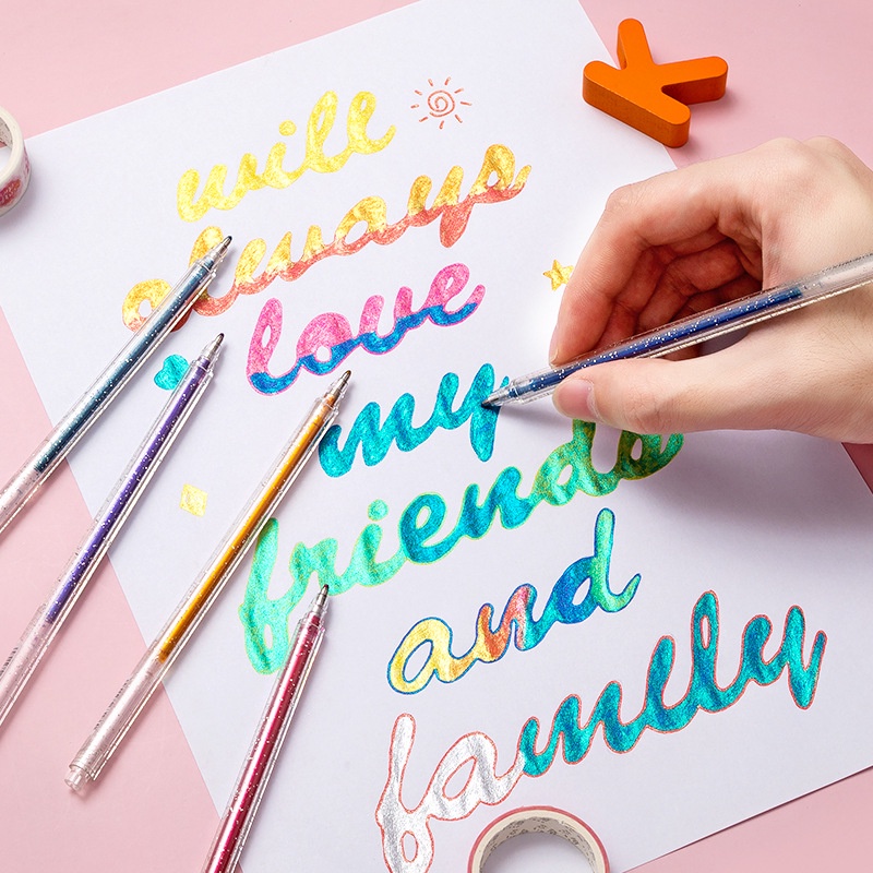 Bút Gel kim tuyến nhiều màu sắc bắt sáng trang trí sổ tay