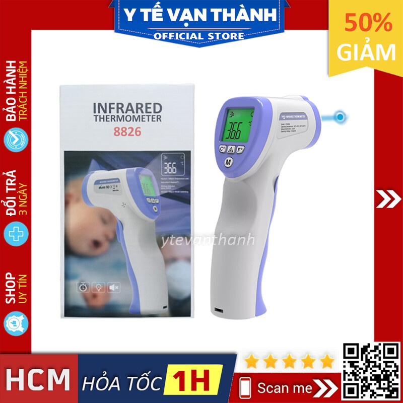 ✅ Nhiệt Kế Hồng Ngoại Đo Trán- OEM DT-8826, Màn Hình 3 Màu, Có Đèn Chiếu Vị Trí -VT0725