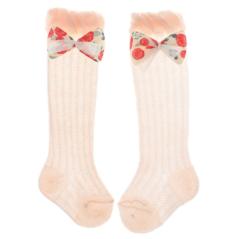 Tất Lưới Dài Qua Gối Phối Ren Đính Nơ Dễ Thương Cho Bé Gái