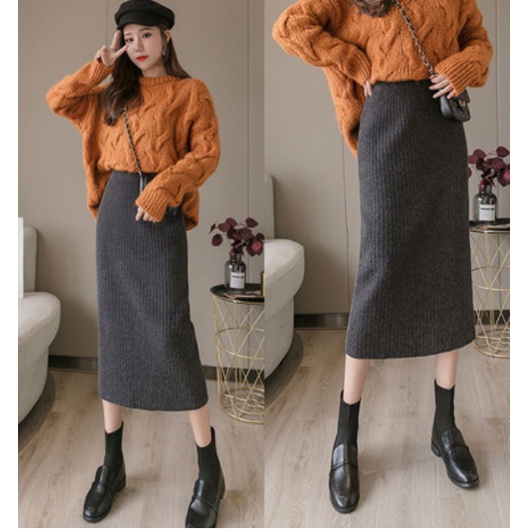 Chân Váy Dài Len Tăm Lưng Cao Xẻ Sau FreeSize Phong Cách Hàn Quốc Chất Len Mềm Dày Dặn 2021 C. Novembre CV01 | BigBuy360 - bigbuy360.vn