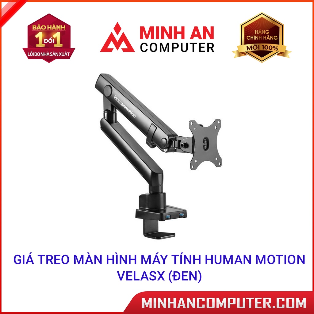 Giá Treo Màn hình máy tính Human Motion VelasX (Đen) – trọng tải 8.5 kg, chuẩn Vesa