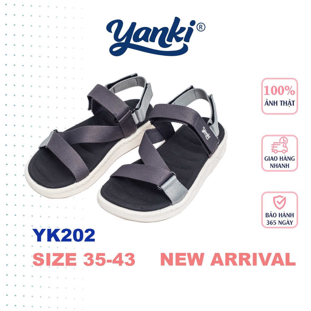 Sandal Nam Quai Chéo Thời Trang Thể Thao YANKI Streetstyle YK201 - Xám