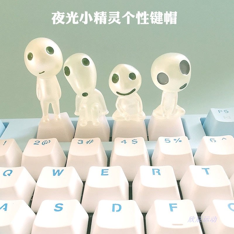 Nắp Bàn Phím Cơ Họa Tiết Cây Elf Hoạt Hình Màu Dạ Quang Trong Suốt Ba Chiều Cá Tính