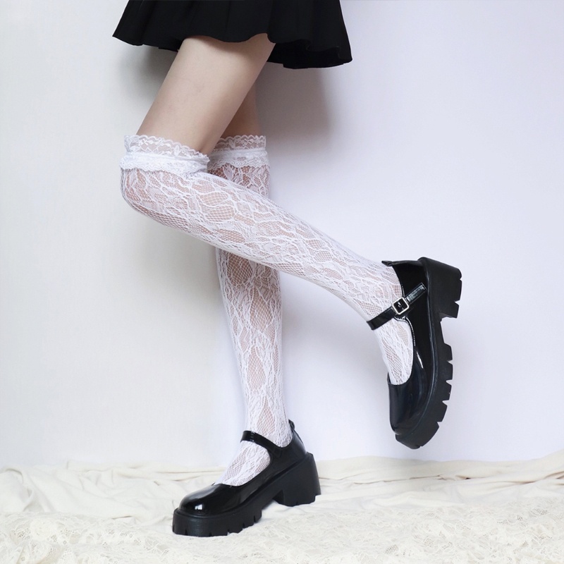 Vớ Lưới Dài Qua Gối Phối Ren Họa Tiết Ngọt Ngào Phong Cách Lolita Nhật Bản Cho Nữ | BigBuy360 - bigbuy360.vn
