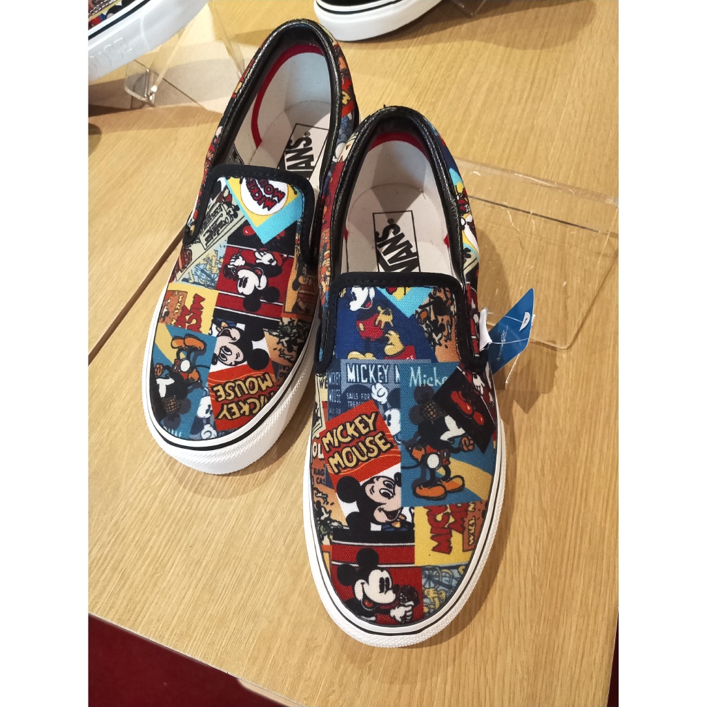 Vans Disney Mickey Mouse Graffiti Low Cut Couple Unisex Casual Canvas Skate Shoes Slip-on#100% Ori