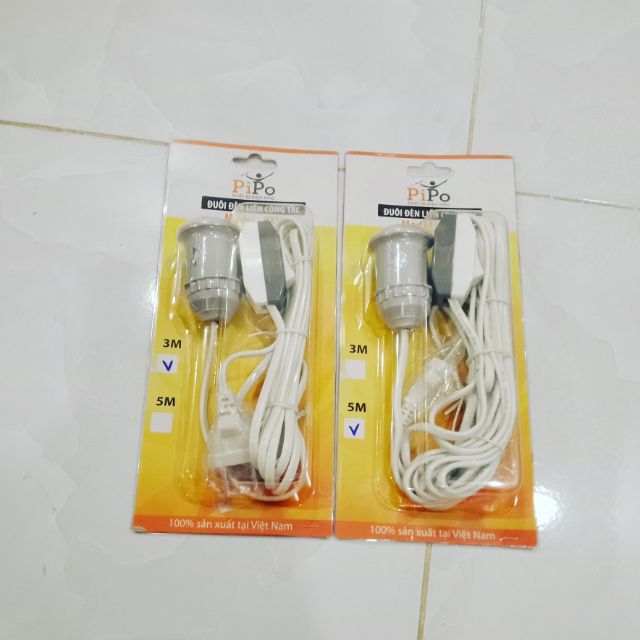 Chuôi xoáy bóng đèn chống nước E27 có công tắc 3-5m Pipo