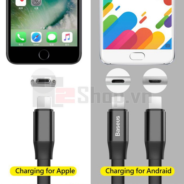 CÁP SẠC BASEUS ĐA NĂNG 2 IN 1 MICROUSB & LIGHTNING