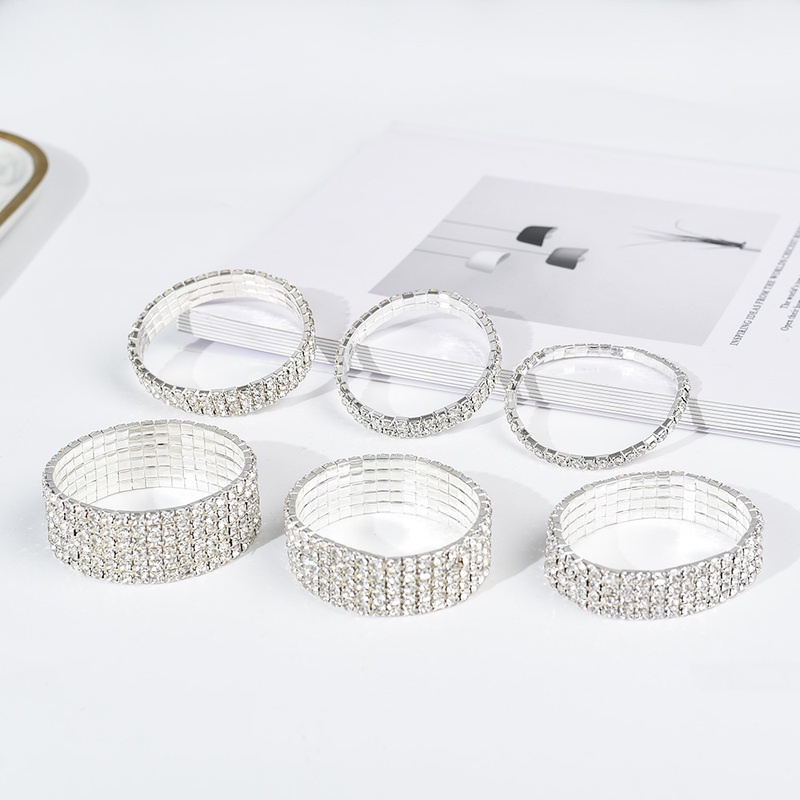 Vòng Tay Nhiều Lớp Đính Đá Pha Lê Lấp Lánh Sang Trọng Cho Nữ