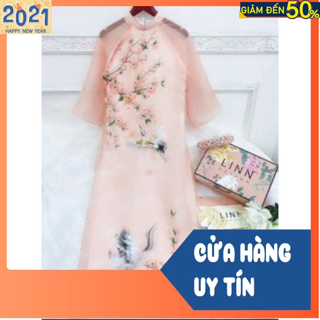 ÁO DÀI ĐÍNH KẾT TƠ ÓNG MÀU HỒNG