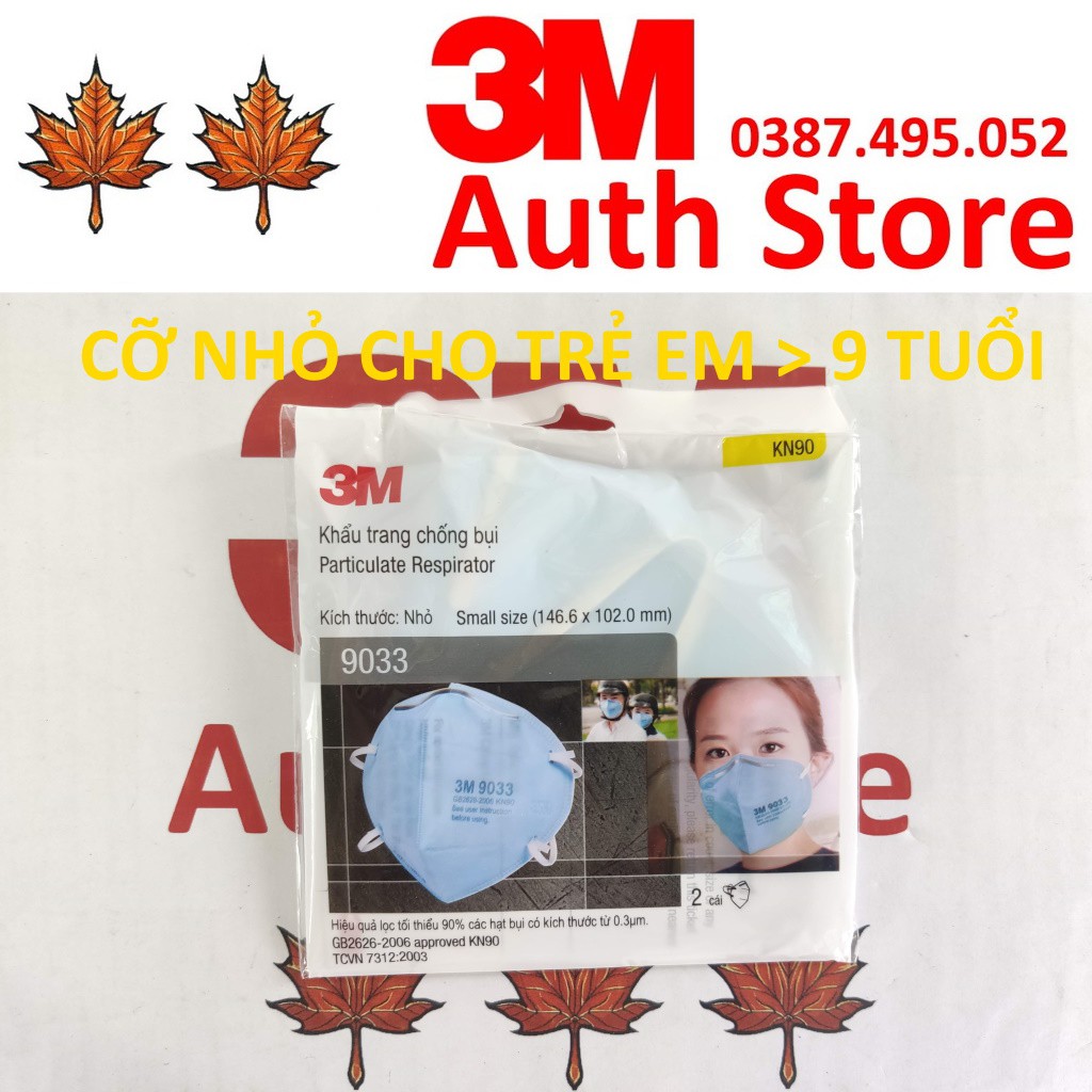 Khẩu trang trẻ em 3M 9033 N90 KN90 P1 FFP1 lọc hơn 90% bụi mịn PM2.5 PM 2.5 không van thở lọc khí chính hãng chống dịch