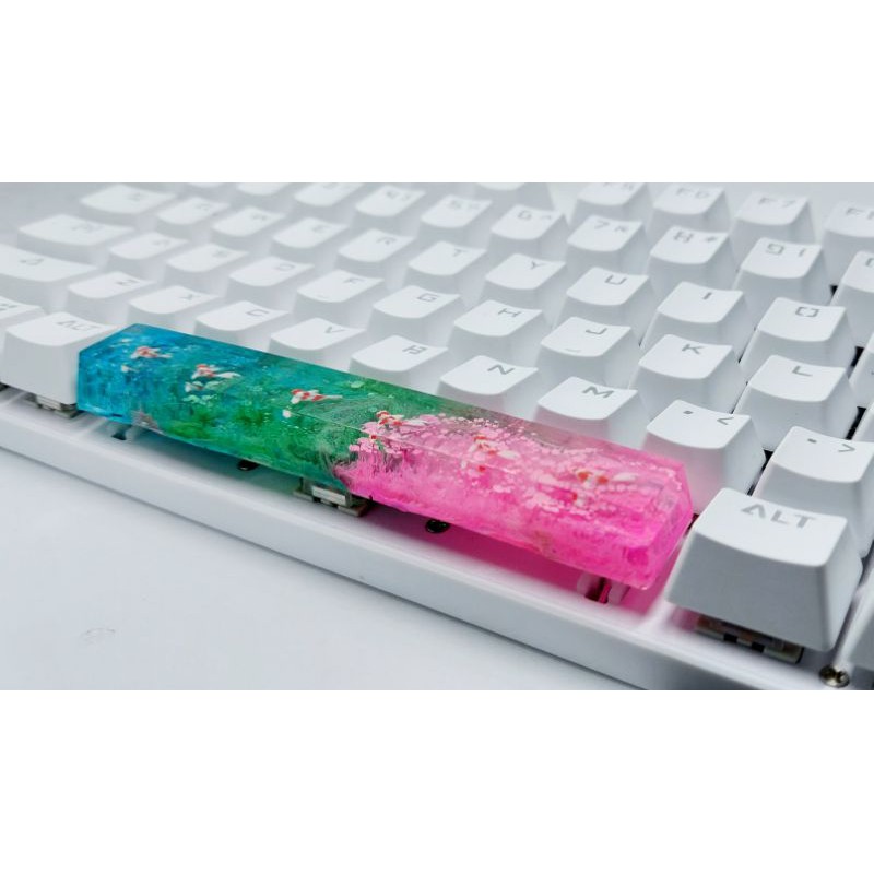 Keycap artisan cá koi thanh spacebar 6.25u tone hồng xanh trang trí bàn phím cơ gaming