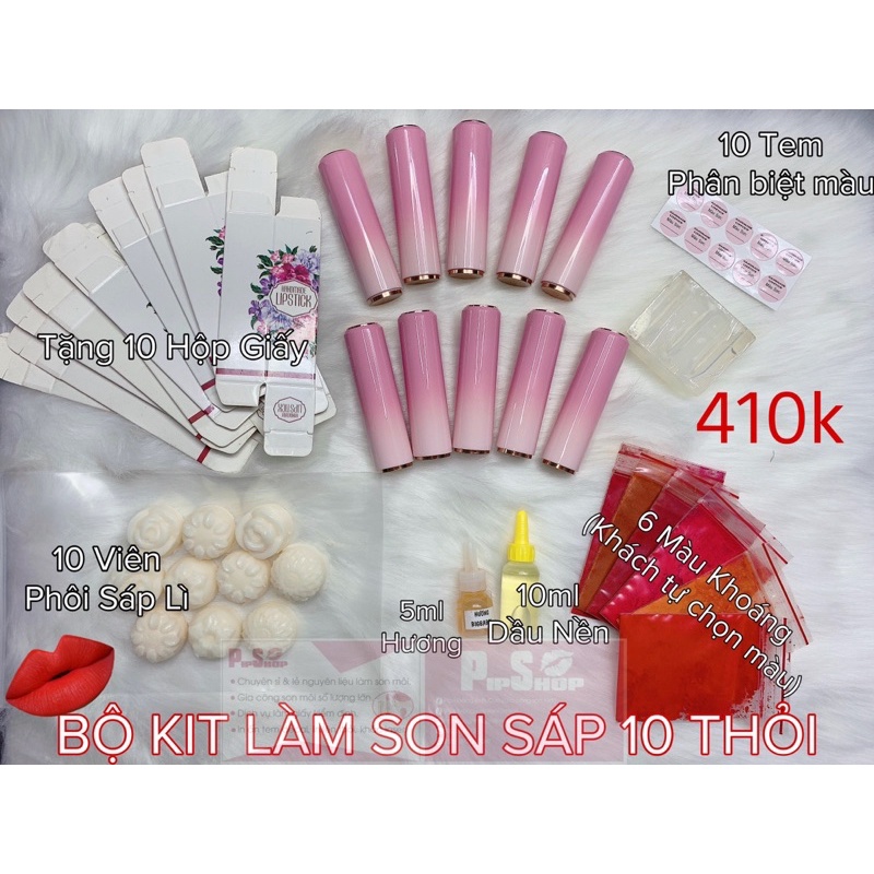 BỘ KIT LÀM SON SÁP 10 THỎI HANDMADE