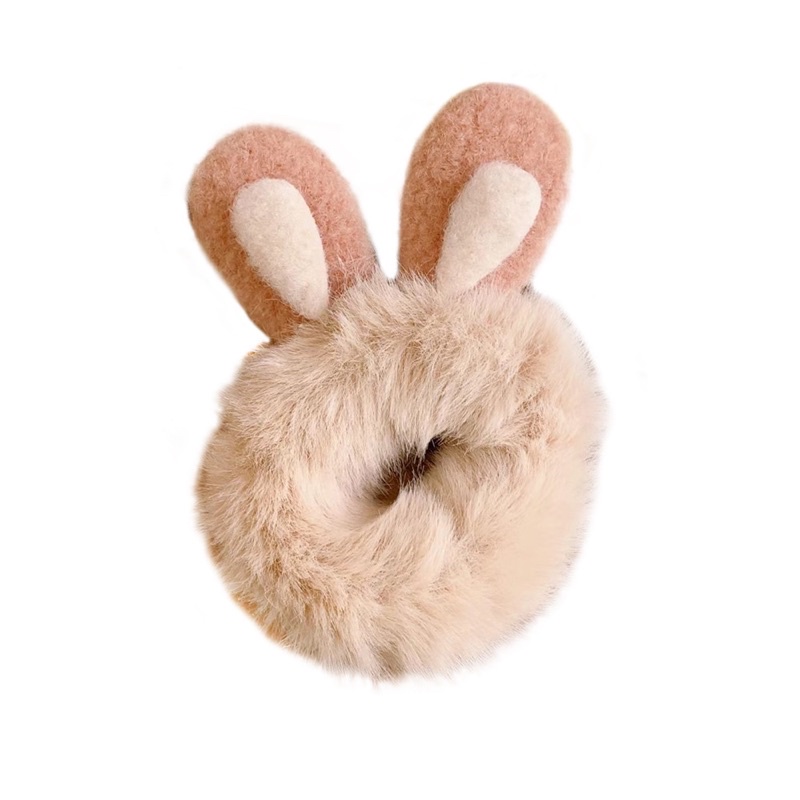 Dây buộc tóc tai thỏ phối lông siêu mềm dễ thương